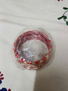 Red &amp; Gold Beaded Bangles