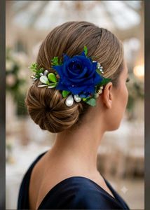 Elegant Royal Blue Rose Hair Clip