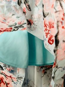 Light Blue Floral Ruffle Top