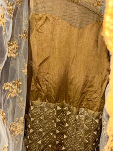 🌸Elegant Gold Embellished Poncho Dress