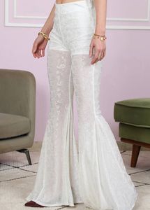 White Lace Flared Pants