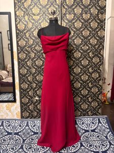 Elegant Red Spaghetti Strap Maxi Dress