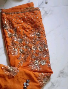 Orange Embroidered Saree