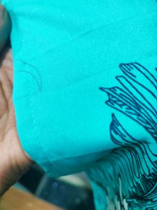 Pretty Aqua Blue Ladies Knee Length Kurta