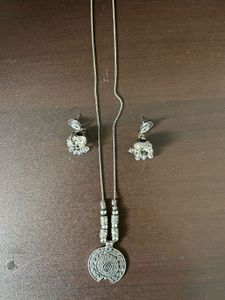 Oxidized Silver Necklace & Earrings Set