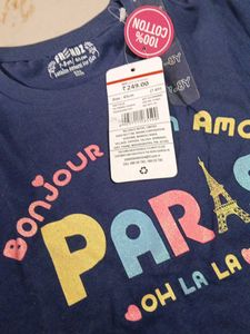 7-8 year Cute Navy Blue Paris T-Shirt and Yellow P
