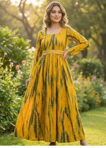 Boho Yellow Tie-Dye Maxi Dress