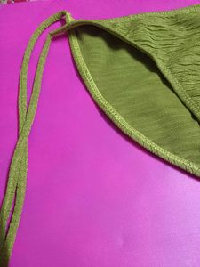 Olive Green Textured Bikini Bottom