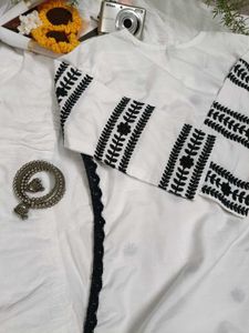 White Kurta with Black Embroidery