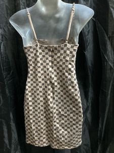 Monogram Mini Dress with Chain Straps