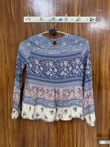 Boho Floral Print Long Sleeve Top