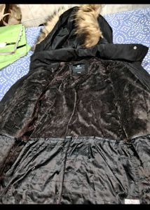 Black Puffer Jacket with Fur Hood