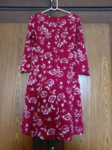 Red Floral Print Bodycon and flare Dress
