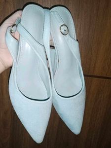 Baby blue suede heels