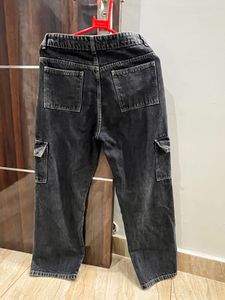 Womens Charcoal Black Cargo Jeans