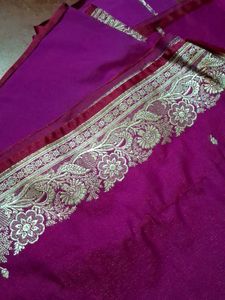 Magenta Silk Saree with Silver Border