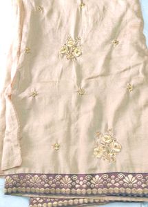 Elegant Beige Embroidered Saree