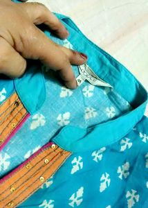 Blue &amp; White Printed Kurti