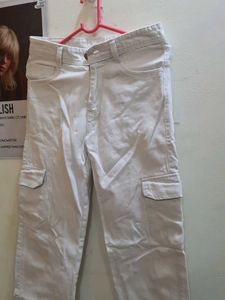 SALE💥Denim White Cargo Pants