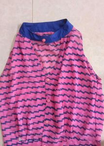 Vibrant Pink & Blue Zigzag Top