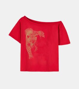 Chic Red Leopard Print Off-Shoulder Top