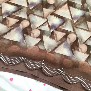 brown 🤎 dimond work saree with padded blouse