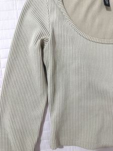 H&amp;M ribbed Long Sleeve Cropped Top