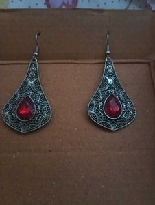Bohemian Red Stone Dangle Earrings