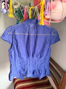 Charming Blue Ruffle Blouse