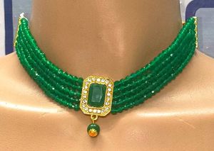 Elegant Green Beaded Choker Necklace