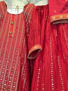 Stunning Red Sequined Lehenga Choli