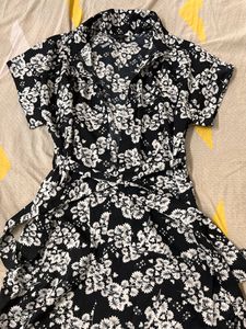 Black Shirt Style Dress With Belt