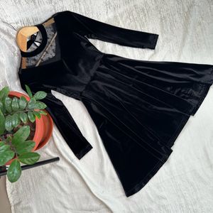 Korean Autumn Velvet Dress