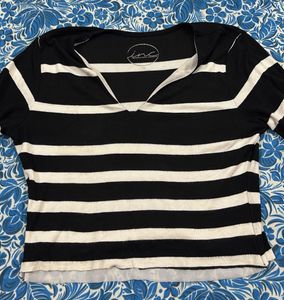 Striped V-Neck Crop Top