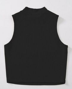 Black Mock Neck Sleeveless Top