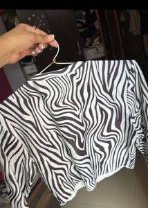 Zebra Print Long Sleeve Crop Top