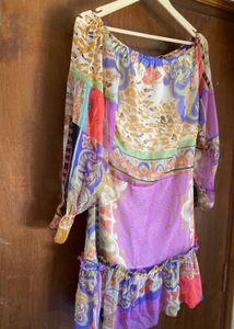 Boho Off-Shoulder Print Mini Dress