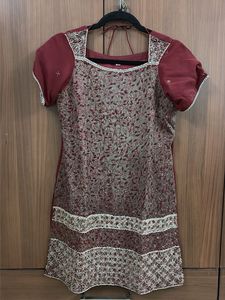 Embellished Maroon Kurta & Pants