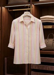 Pastel Striped Button-Up Tunic Top