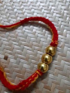 Rakhi // Red &amp; Gold Beaded Bracelet