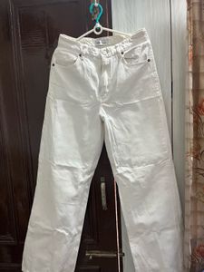 Zara White Wide Leg Jeans