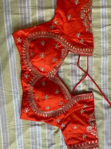 Stunning Orange Embroidered Blouse