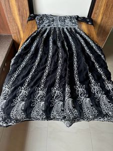 Elegant Black Chikankari Anarkali Dress