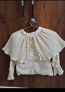 Elegant Pleated Cape Blouse with side zip