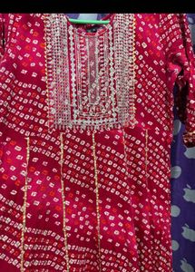 Beautiful Red Bandhani long Kurta