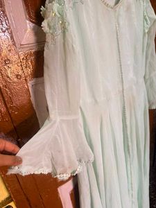 Elegant Mint Green Cold Shoulder Kurta Set