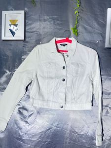 George White Cropped Denim Jacket