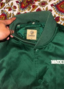 Stylish Green &amp; White Varsity Jacket unisex