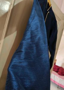 Cream Koti With Navy Blue Kurta &amp; Pajama