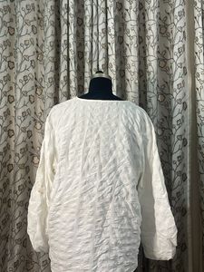 Elegant White Kurta with Pearl Detail